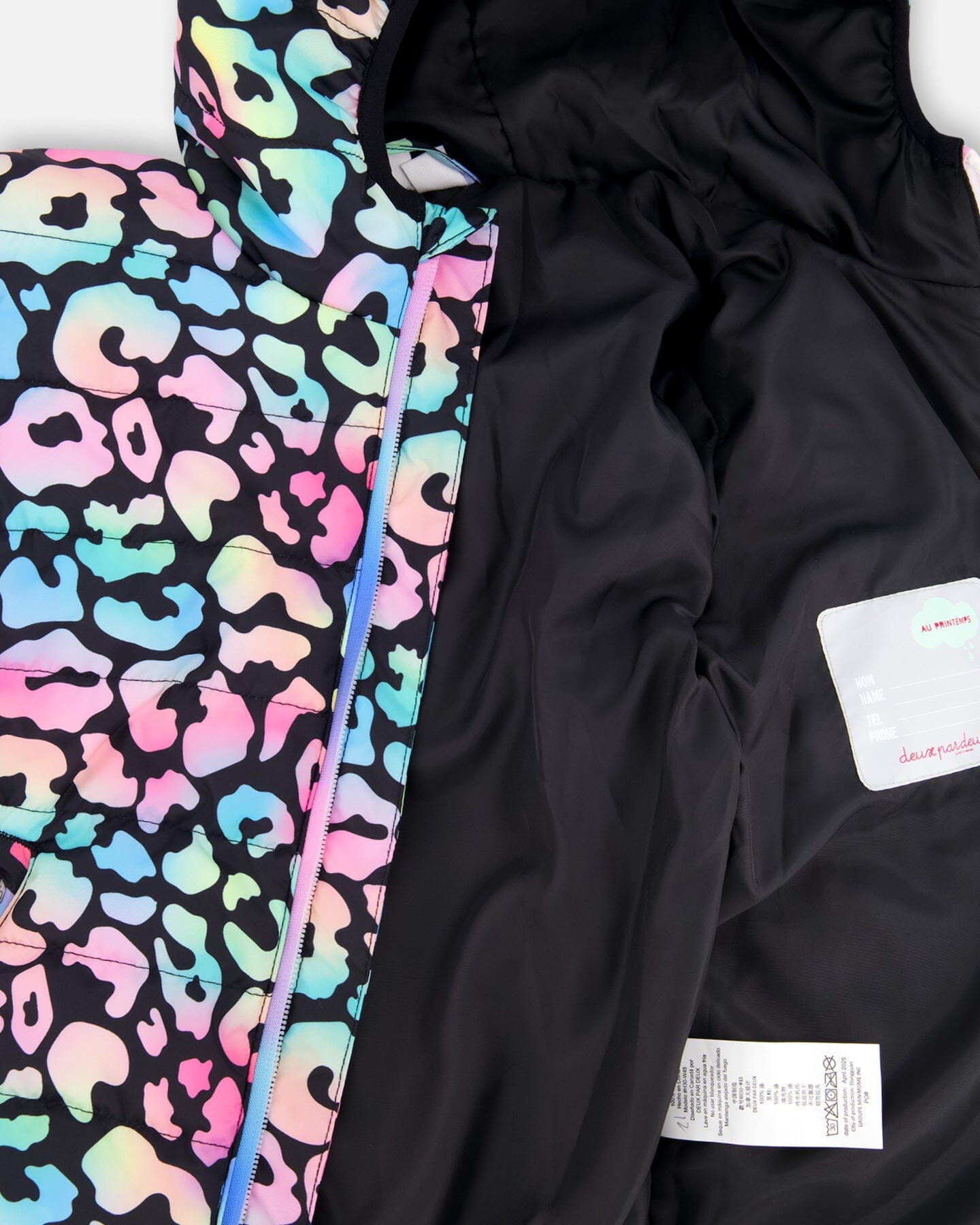 Quilted Mid-Season Jacket Black Animal Print - Image 5