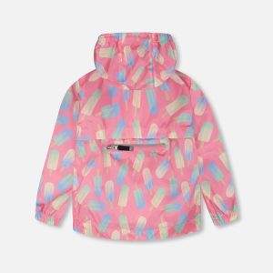 Packable Windbreaker In Polyester Pink Lollipop Print - Image 3