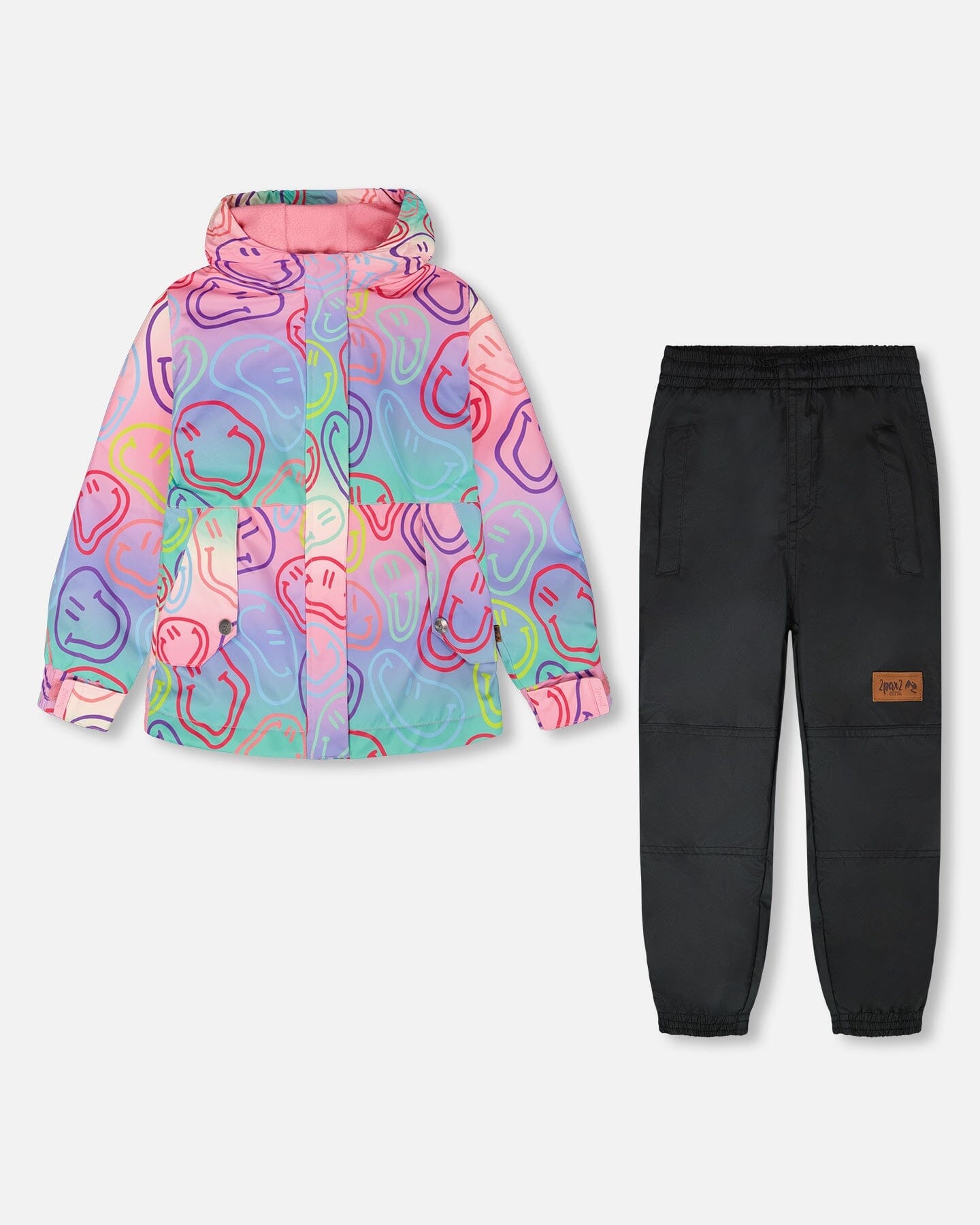 Insulated Two-Piece Mid-Season Outerwear Set Multicolored Printed Smileys - Image 8