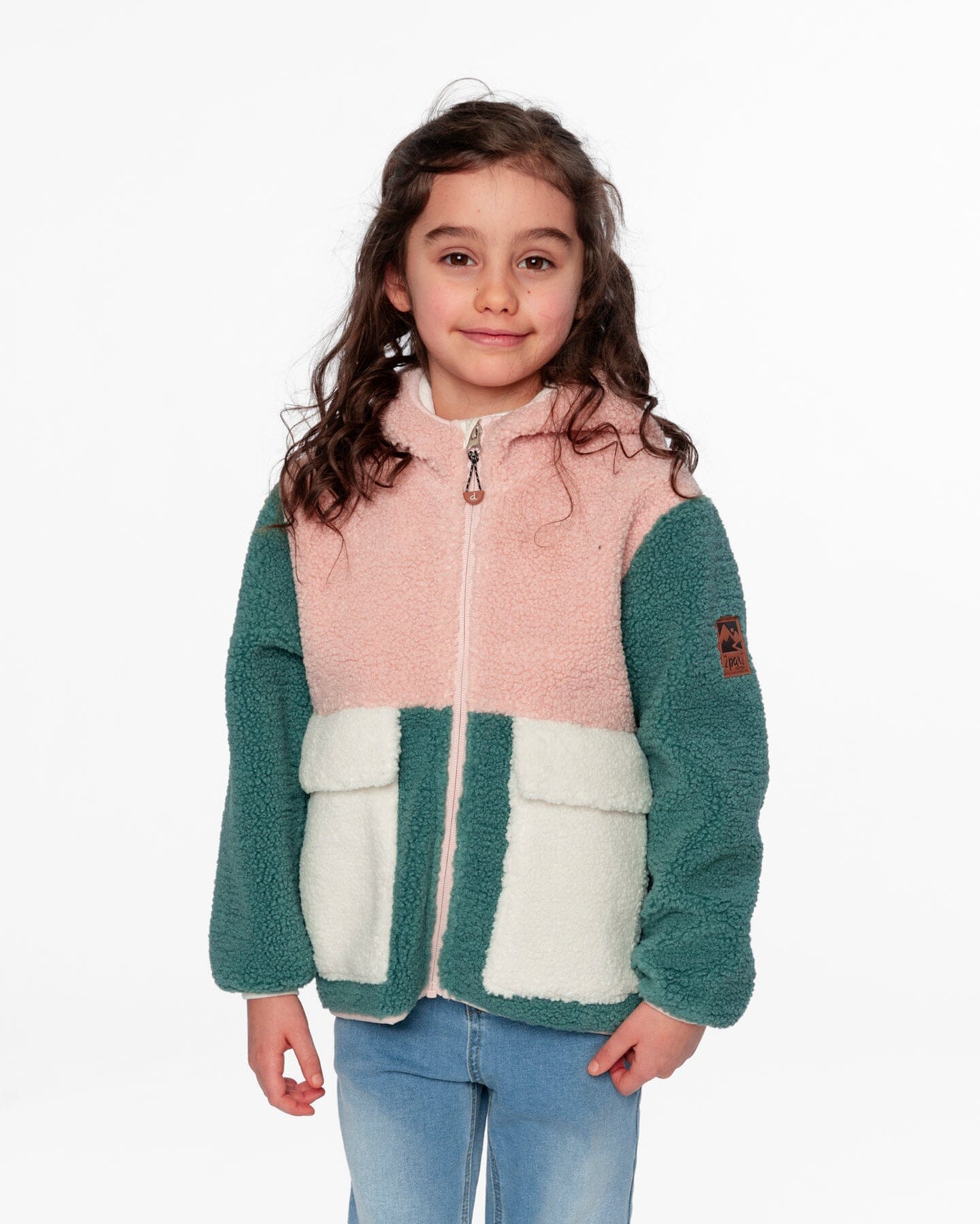 Sherpa Jacket Light Pink Colorblock - Image 2