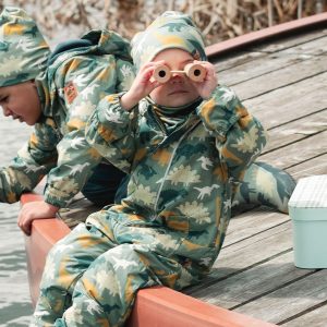 Alternative view of Baby Mid-Season One-Piece Outerwear With Hat Green Dinosaur Print