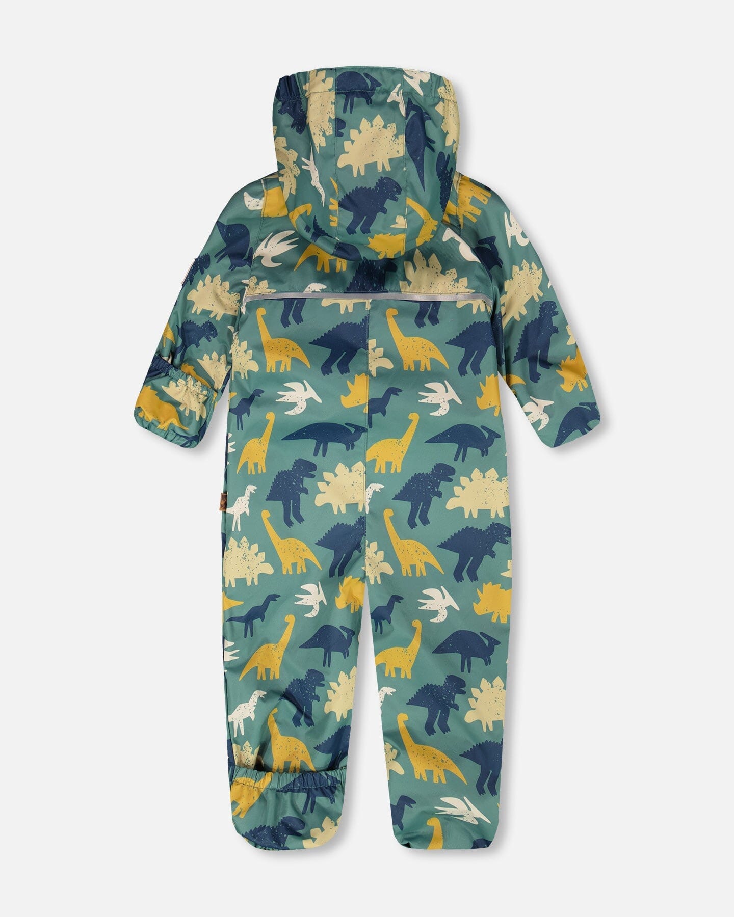 Baby Mid-Season One-Piece Outerwear With Hat Green Dinosaur Print - Image 5