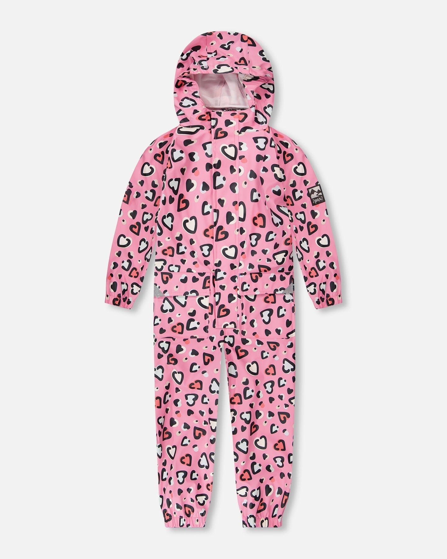 Pink rain jumpsuit with color-changing hearts print - Image 12