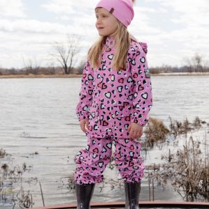 Alternative view of Pink rain jumpsuit with color-changing hearts print