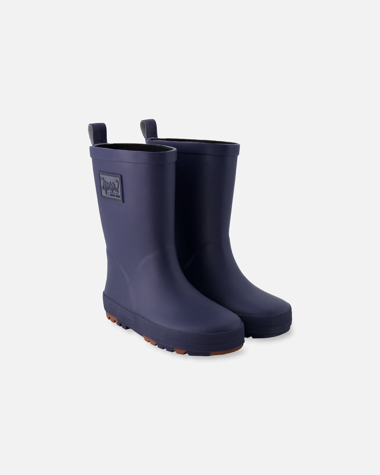 Deux par Deux navy blue natural‑rubber rain boots with plush lining for kids