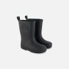 Deux par Deux black natural‑rubber rain boots with plush lining for kids