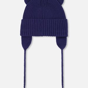Baby Knit Hat Navy Blue - Image 3