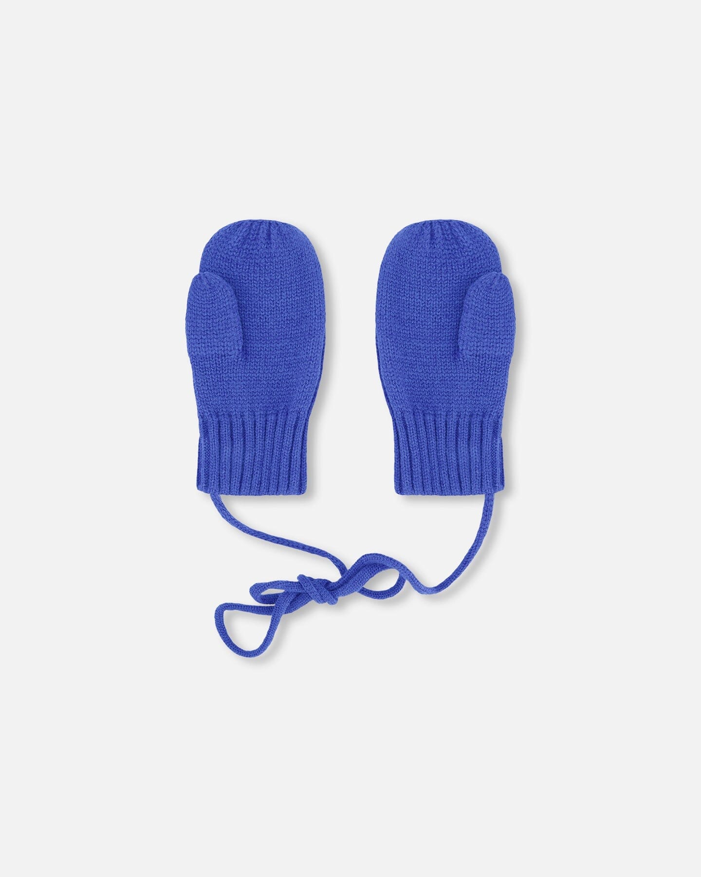 Baby Knit Mittens With Cord Royal Blue - Image 3