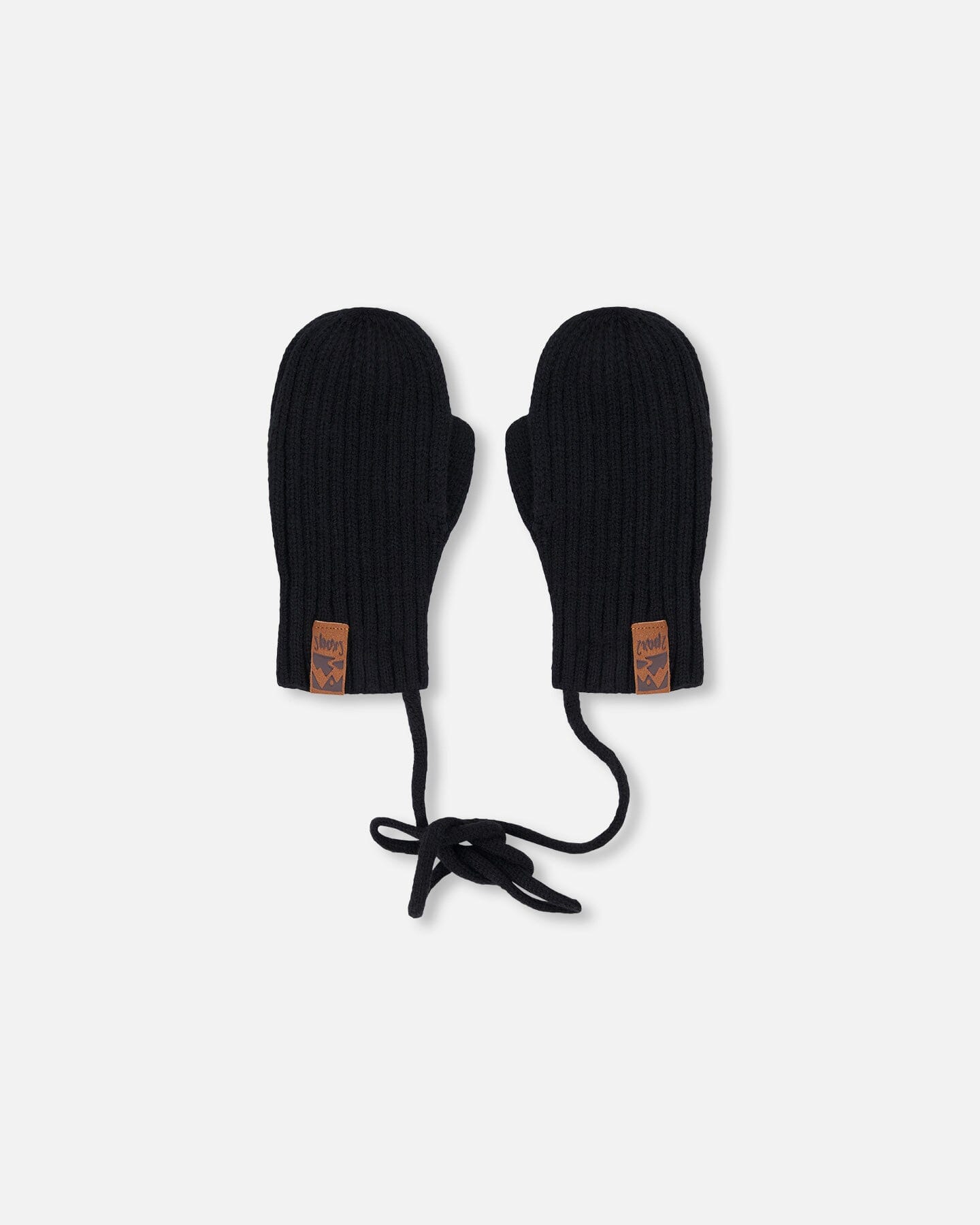 Baby Knit Mittens With Cord Black - Image 6
