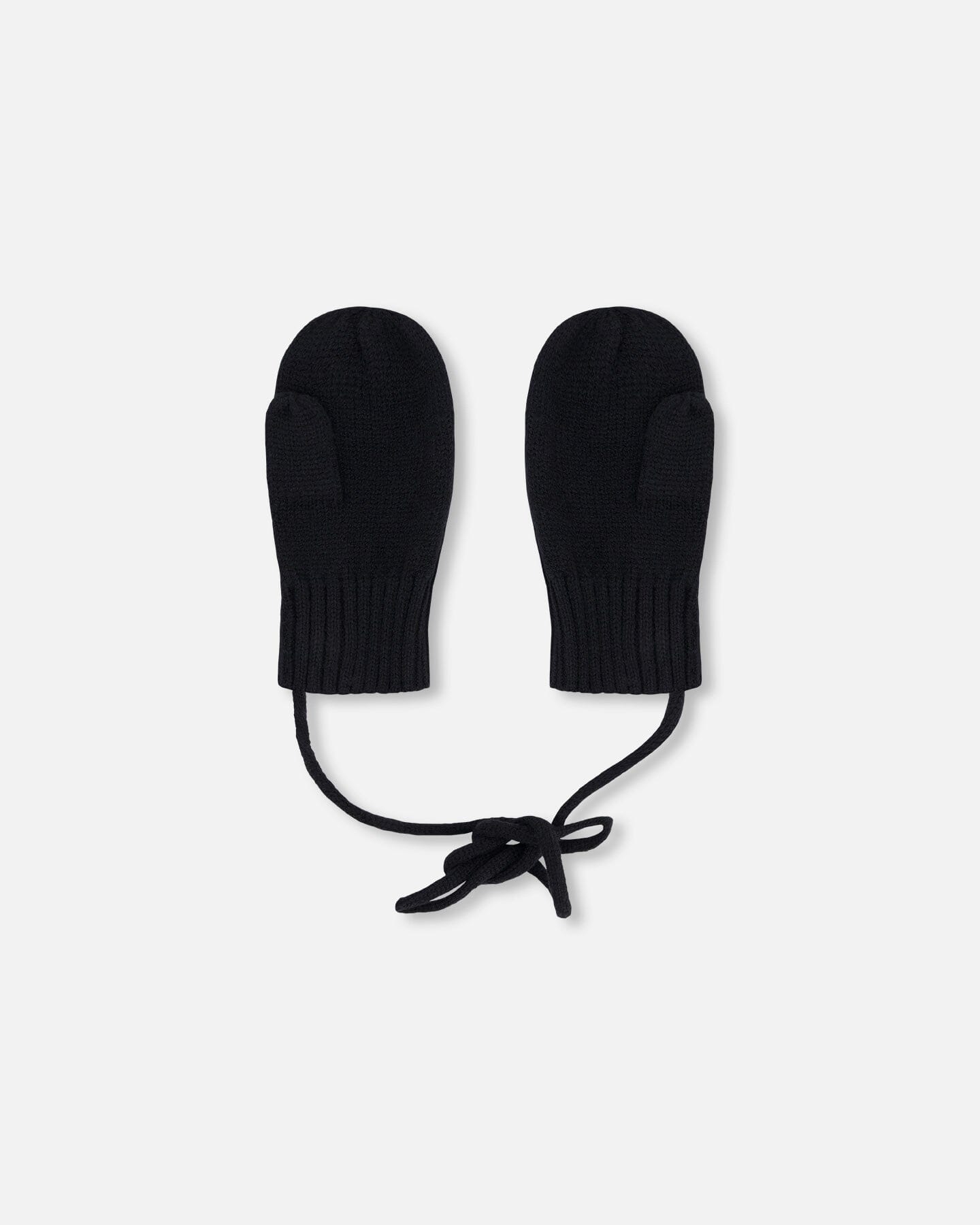 Baby Knit Mittens With Cord Black - Image 3