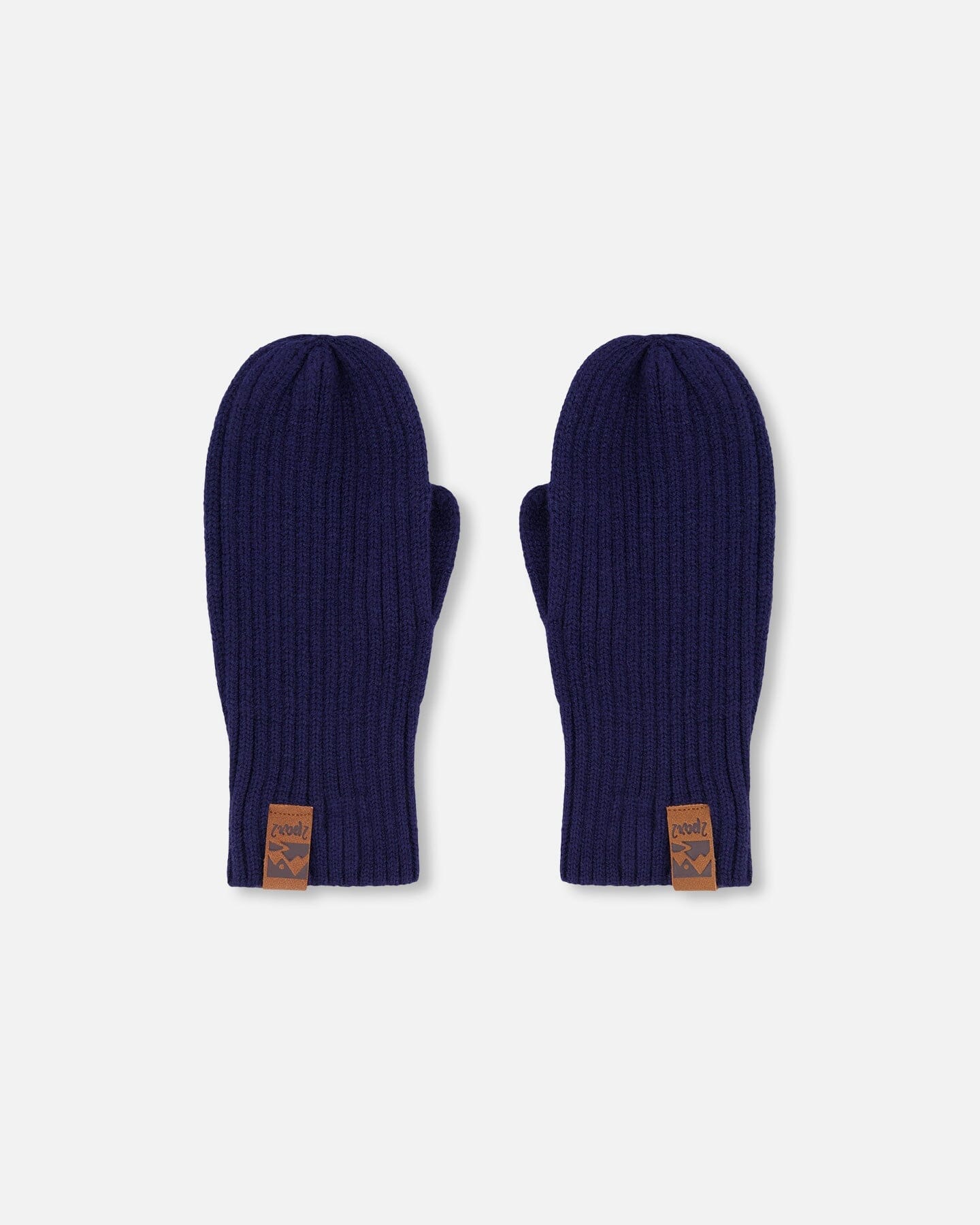 Ribbed Knit Mittens Navy Blue - Image 6