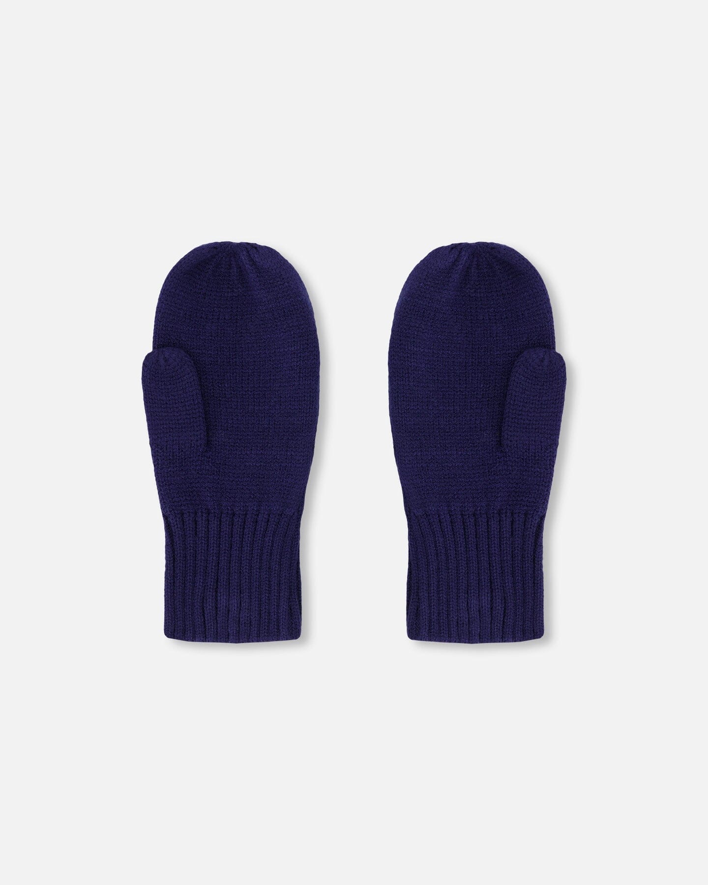 Ribbed Knit Mittens Navy Blue - Image 3