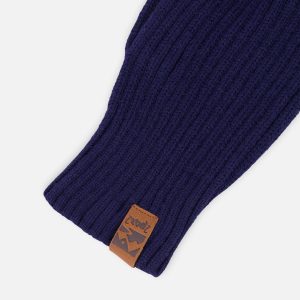 Ribbed Knit Mittens Navy Blue - Image 4