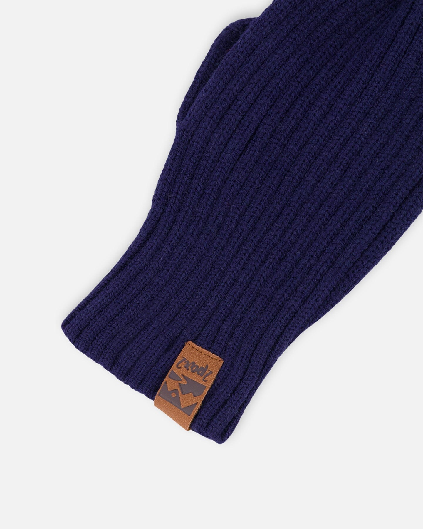 Ribbed Knit Mittens Navy Blue - Image 4