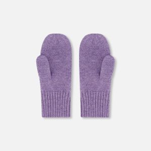 Ribbed Knit Mittens Lavender - Image 3