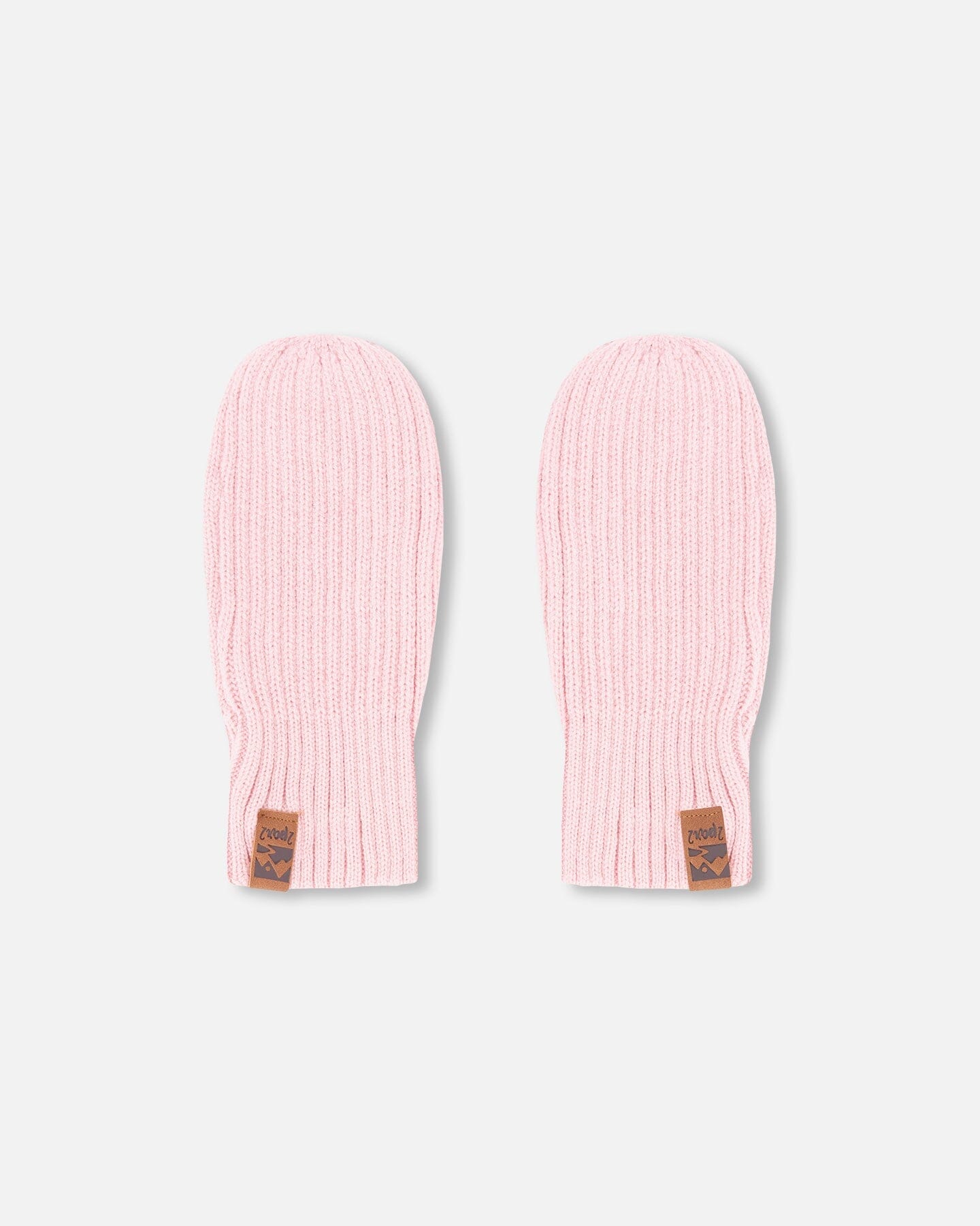 Ribbed Knit Mittens Pale Pink - Image 3