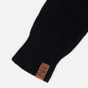 Ribbed Knit Mittens Black - Image 3