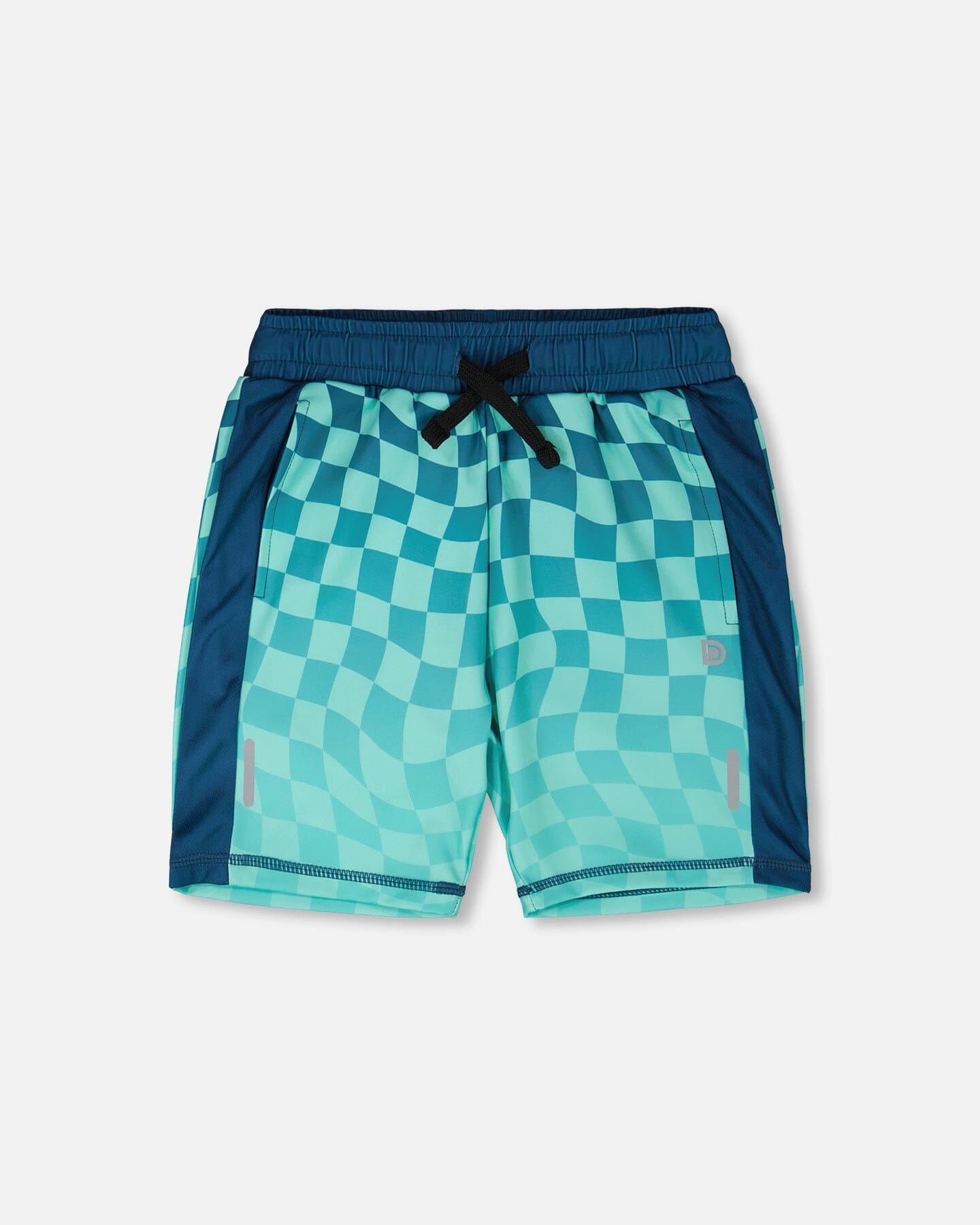 Athletic Shorts In Recycled Polyester Teal Printed Checkerboard - Image 9