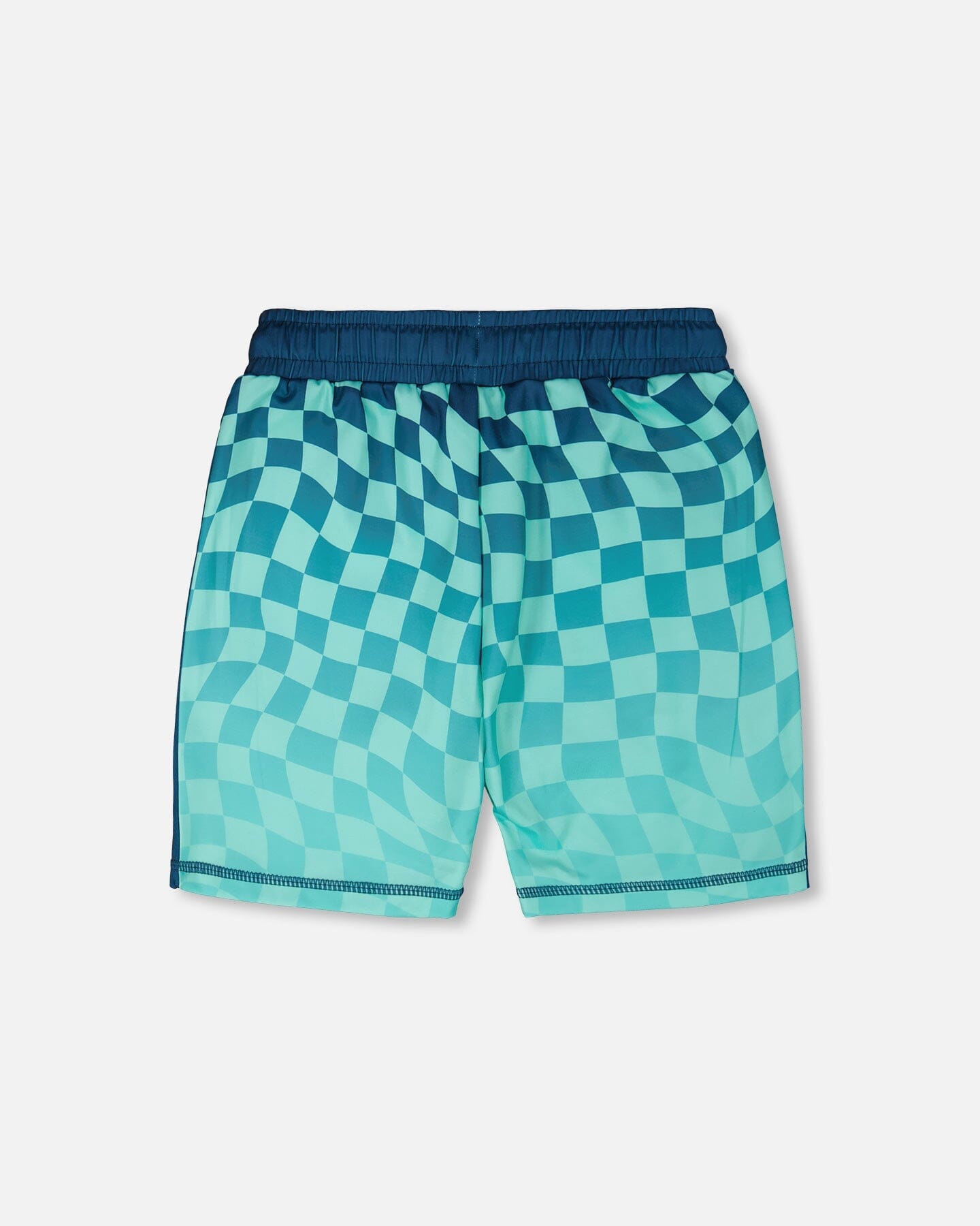 Athletic Shorts In Recycled Polyester Teal Printed Checkerboard - Image 3