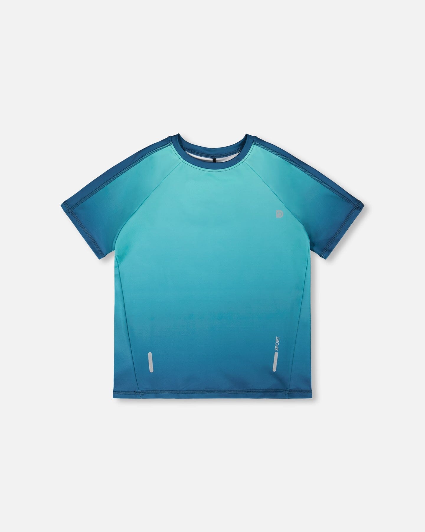 Short Sleeve Athletic Top In Recycled Polyester Teal Gradient - Image 6