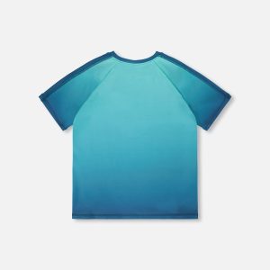 Short Sleeve Athletic Top In Recycled Polyester Teal Gradient - Image 3