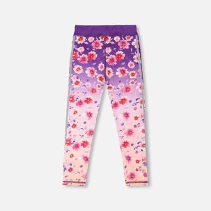 Athletic Leggings In Recycled Polyester Mauve Floral Gradient