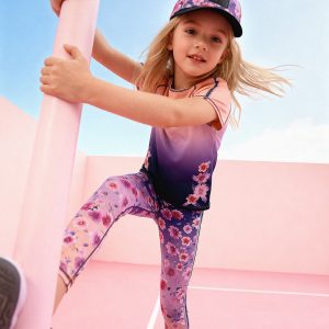 Alternative view of Athletic Leggings In Recycled Polyester Mauve Floral Gradient