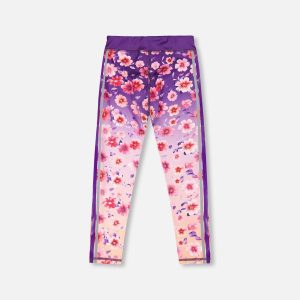 Athletic Leggings In Recycled Polyester Mauve Floral Gradient - Image 3