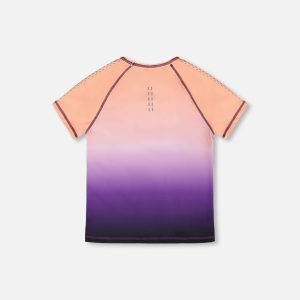 Athletic Short Sleeve Top In Recycled Polyester Pink To Black Gradient - Image 3
