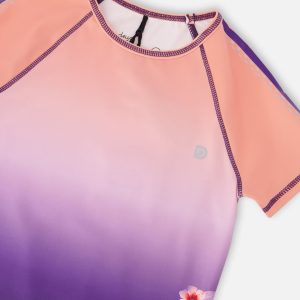 Athletic Short Sleeve Top In Recycled Polyester Pink To Black Gradient - Image 4