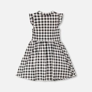Sleeveless Button Down Dress Black Gingham - Image 3