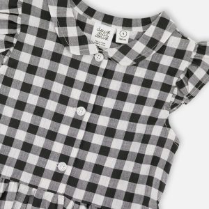 Sleeveless Button Down Dress Black Gingham - Image 4