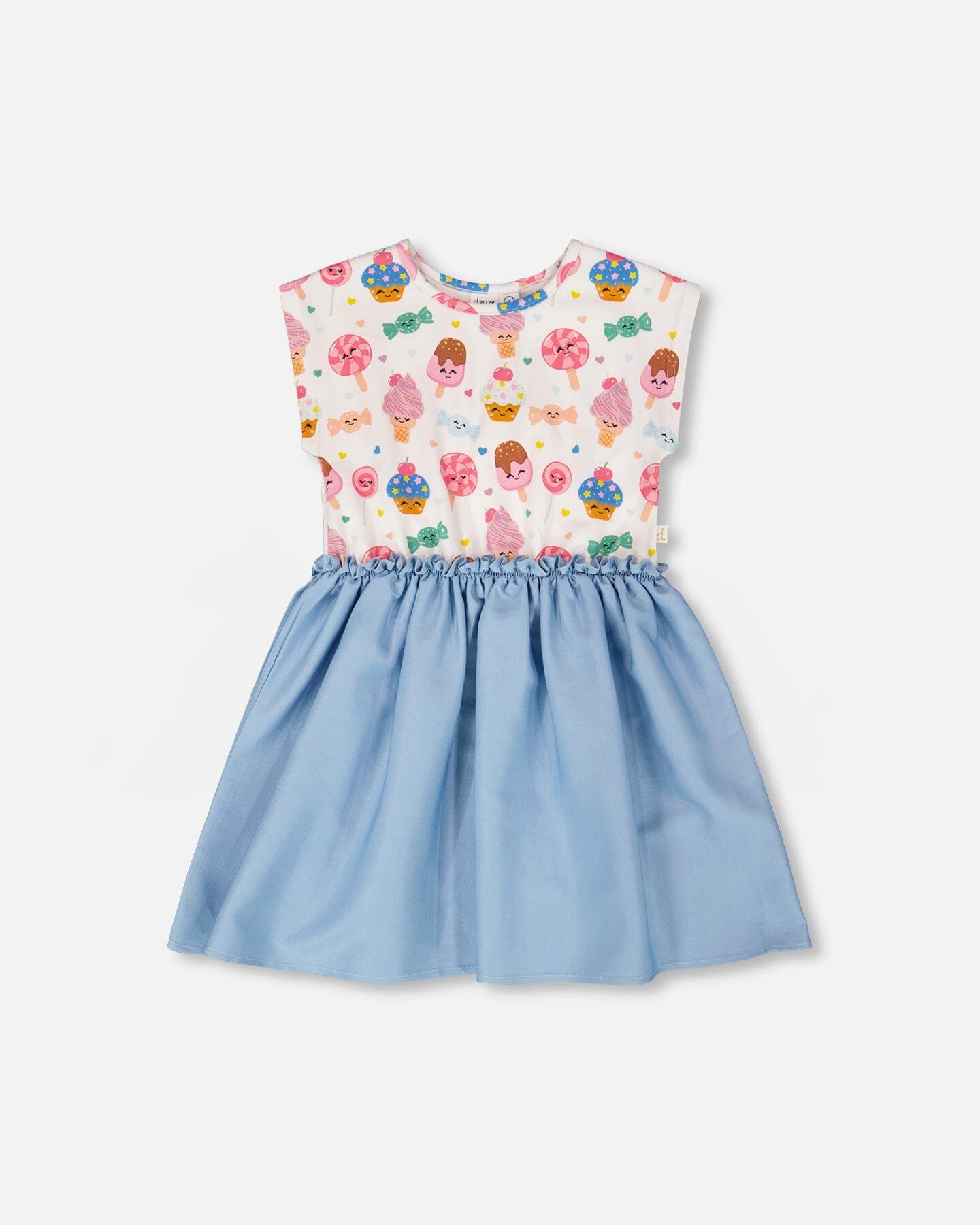 Bi-Material Dress White Candy Print - Image 13