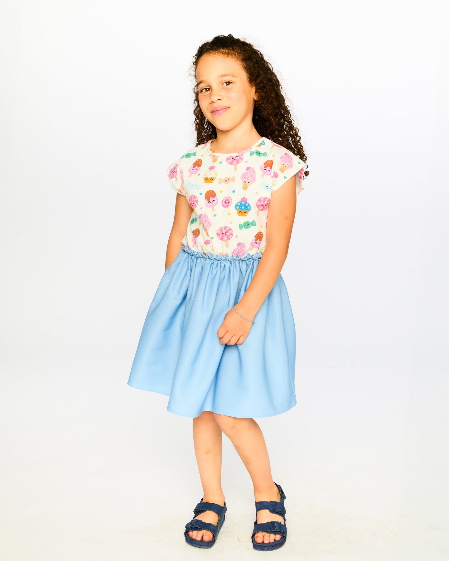 Bi-Material Dress White Candy Print - Image 2