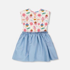 Bi-Material Dress White Candy Print - Image 3