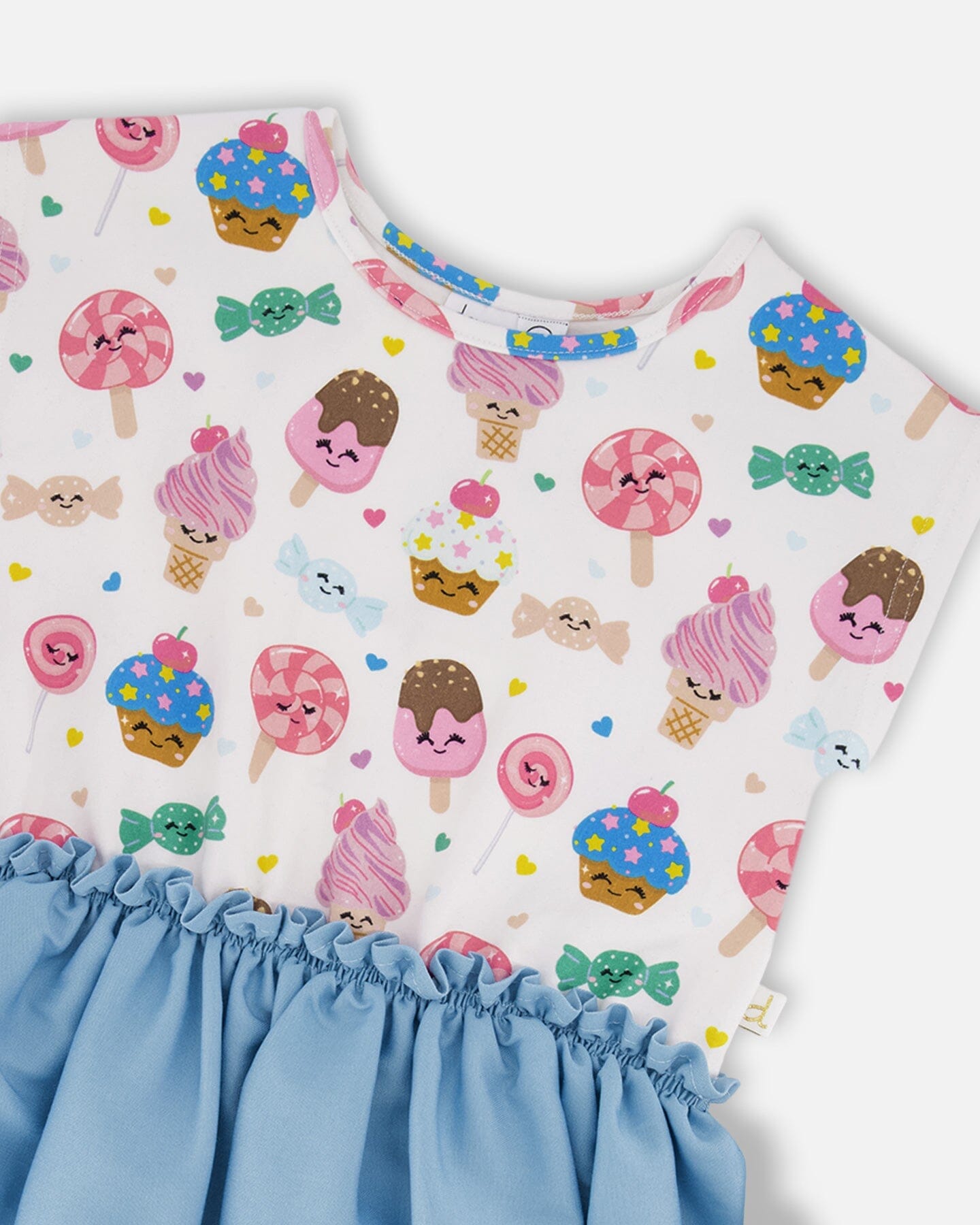 Bi-Material Dress White Candy Print - Image 4