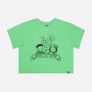 Adult 40th Anniversary Graphic Boxy T-Shirt Green