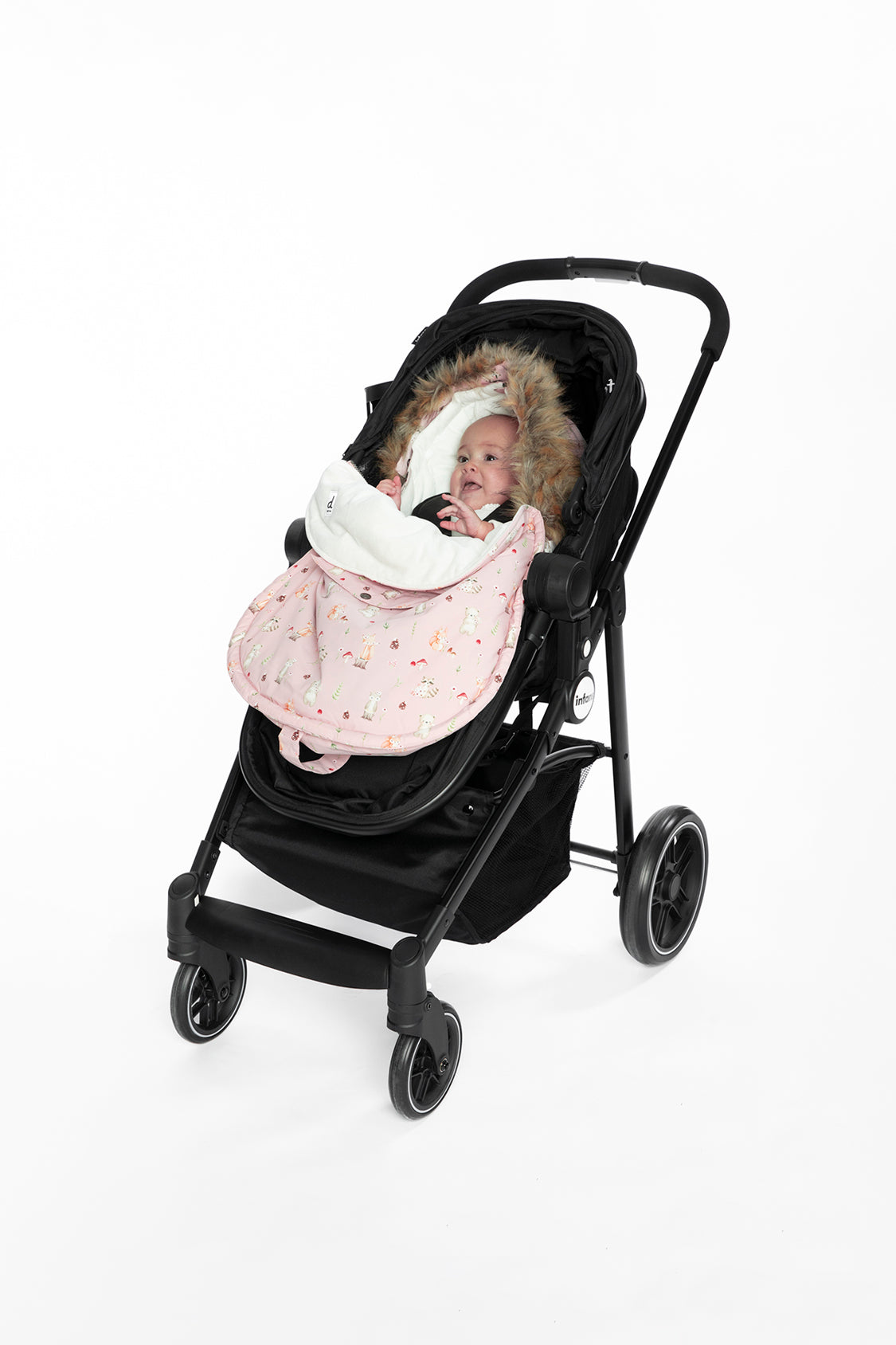 Bunting Bag For Car Seats & Strollers Pink Animal Print - Image 4