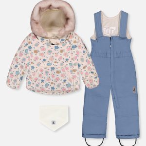 Baby Two Piece Snowsuit White With Floral Print