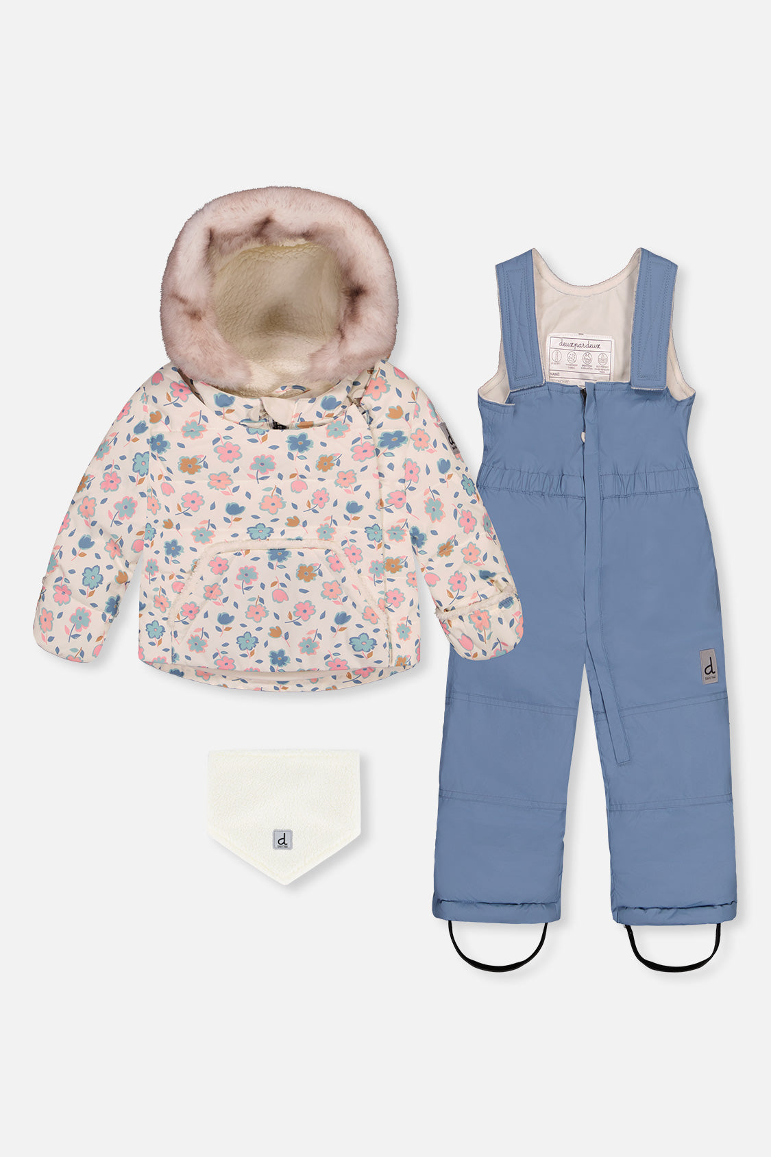 Baby Two Piece Snowsuit White With Floral Print - Image 6