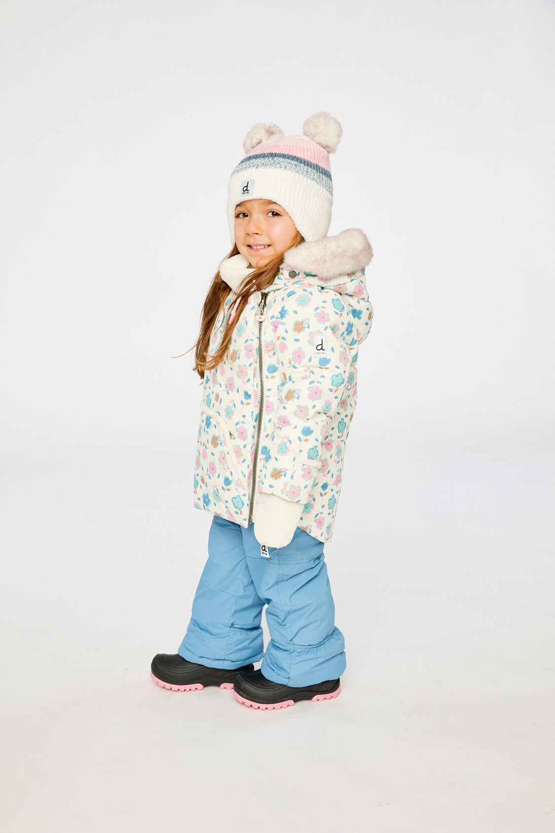 Baby Two Piece Snowsuit White With Floral Print - Image 3