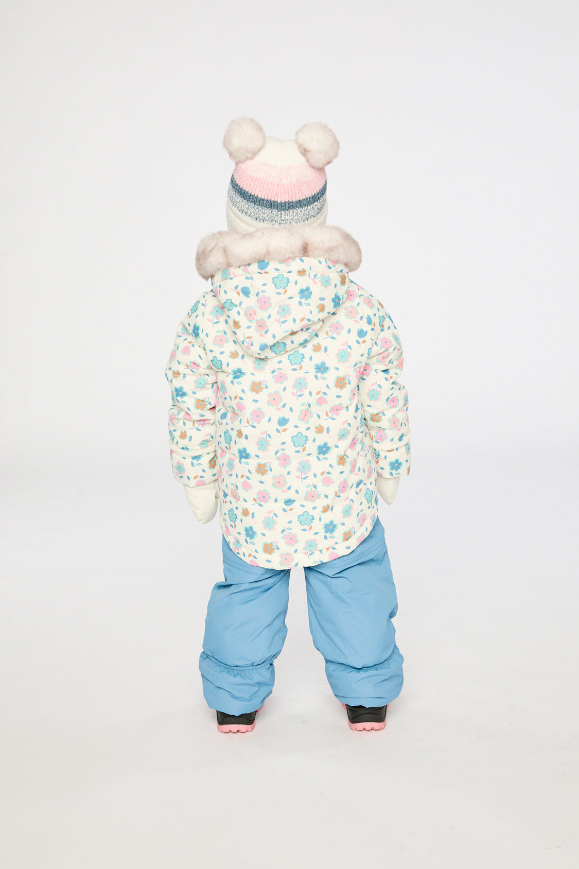 Baby Two Piece Snowsuit White With Floral Print - Image 4