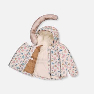 Baby Two Piece Snowsuit White With Floral Print - Image 5