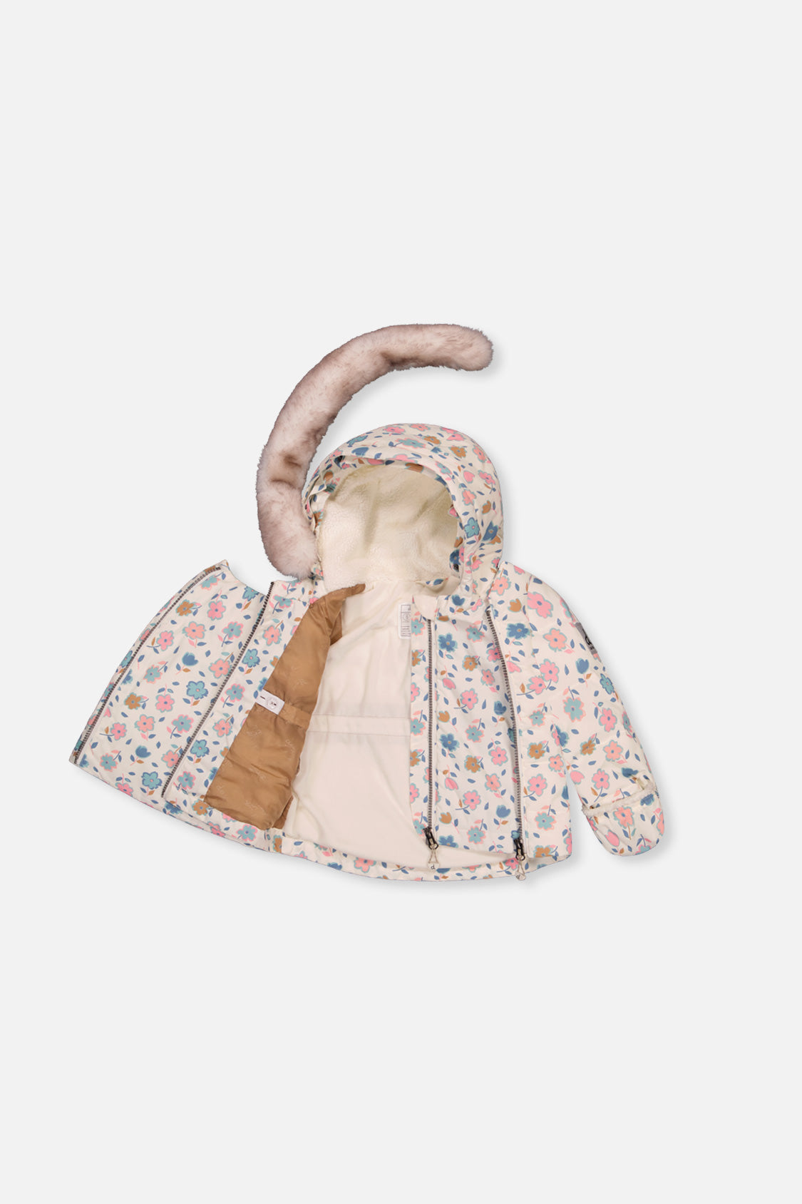 Baby Two Piece Snowsuit White With Floral Print - Image 5
