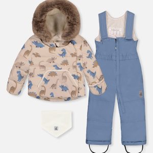 Baby Two Piece Snowsuit Blue Dinosaur Print - Image 8