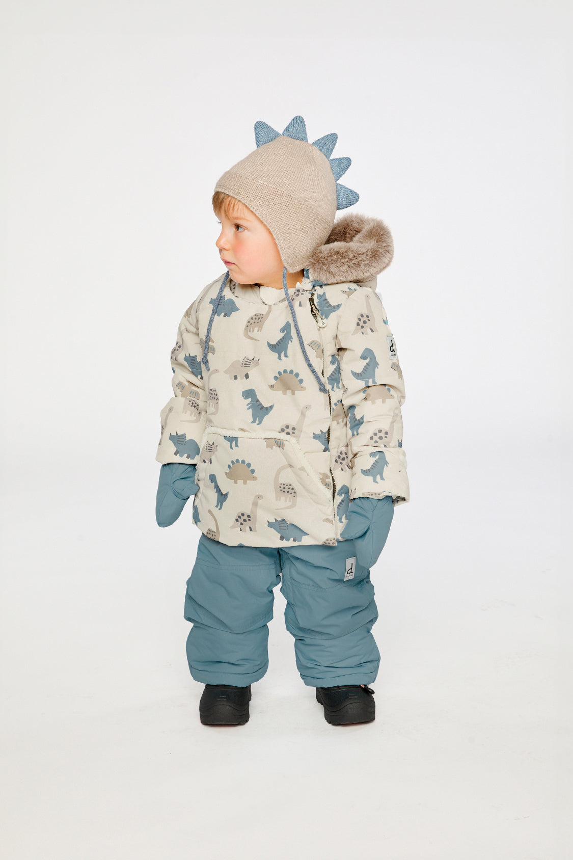 Baby Two Piece Snowsuit Blue Dinosaur Print - Image 2