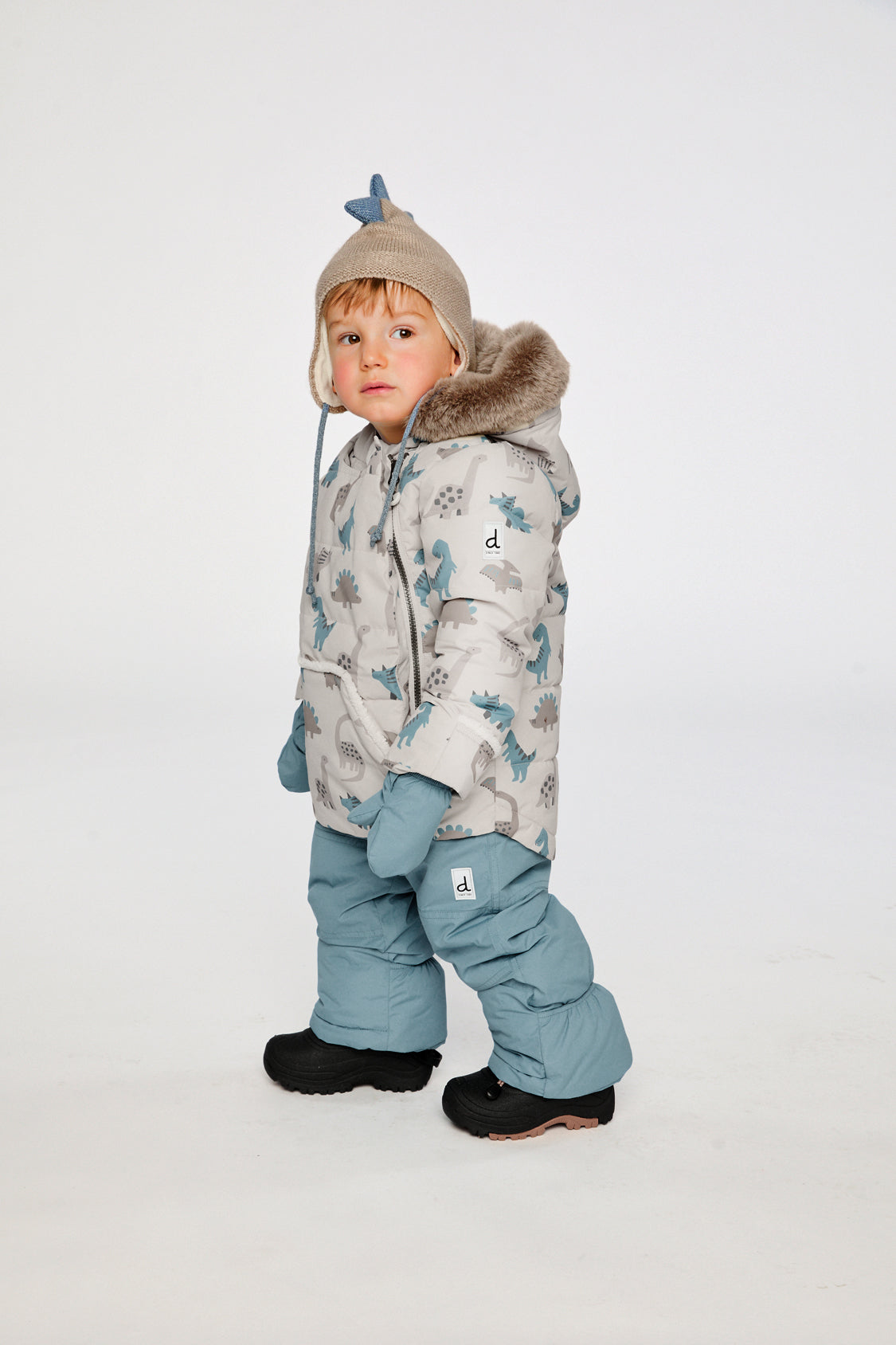 Baby Two Piece Snowsuit Blue Dinosaur Print - Image 3