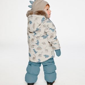 Baby Two Piece Snowsuit Blue Dinosaur Print - Image 4
