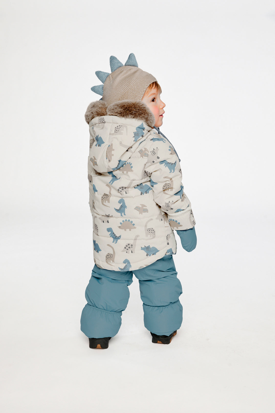 Baby Two Piece Snowsuit Blue Dinosaur Print - Image 4