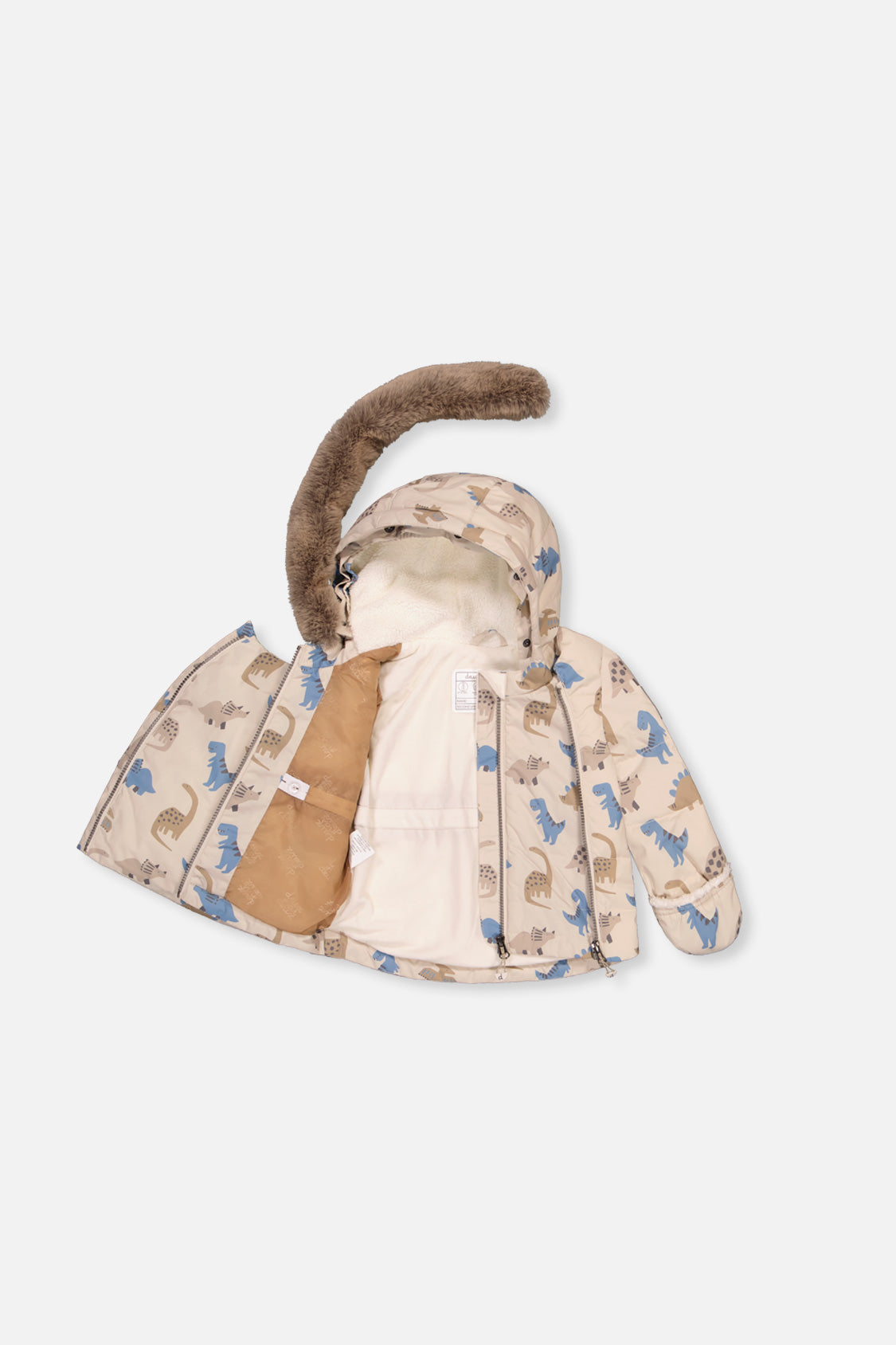Baby Two Piece Snowsuit Blue Dinosaur Print - Image 5